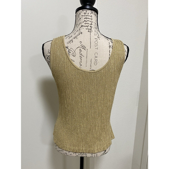 St John Top Small Gold Metallic Knit Ribbed Career Wedding Holiday USA - Picture 3 of 9